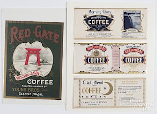 Red Gate Mocha and Java Coffee paper sign, ca. 1900, 14'' x 10 1/2''