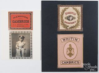 Four lithograph Cambric labels, ca. 1900, to include Hanover Cambrics