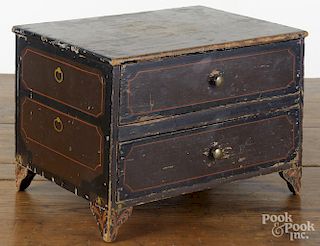 Pennsylvania painted pine dresser box, 19th c., with two drawers