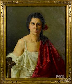 Attributed to Frank Linton (American 1871-1943), oil on canvas portrait of Eleanora G. Fiore