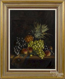 J. Pierpoint (American, late 19th c.), oil on canvas still life with fruit, signed lower right