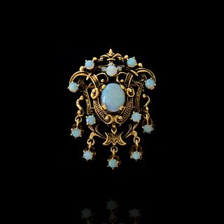 Opal and 14K Pendant / Brooch