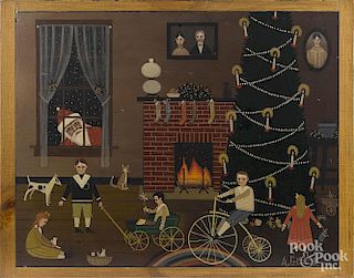 A. Glazier (East Berlin, Pennsylvania 20th c.), oil on panel Christmas scene, signed lower right