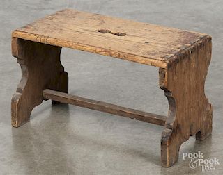 Dovetailed pine foot stool, 19th c., 10 3/4'' h., 18'' w.