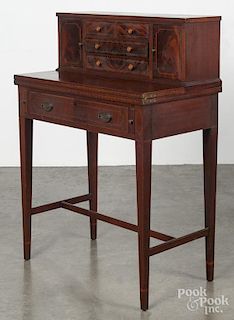 Hepplewhite style inlaid mahogany ladies writing desk, 39'' h., 28'' w.
