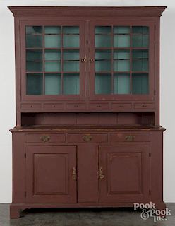 Pennsylvania painted pine and poplar Dutch cupboard, early 19th c., 87 1/2'' h., 62'' w.