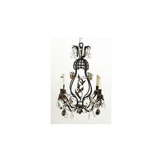 20C Mixed Metal Crystal Four Light Chandelier