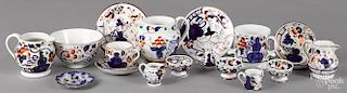 Seventeen pieces of assorted Gaudy Welsh in the Oyster pattern, to include a loving cup