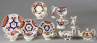 Fifteen pieces of Gaudy Welsh in the Hexagon pattern and the closely related Asian pattern