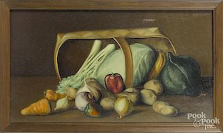 Oil on canvas still life, early 20th c., signed L. B. Carver, 17'' x 30''.
