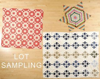 Nine miscellaneous quilt tops, 20th c., of various patterns.