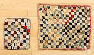 Two patchwork doll quilts, late 19th c., 11 1/2'' x 10'' and 17 1/2'' x 20 1/2''.