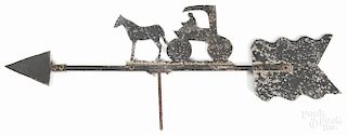 Painted sheet iron horse and cart weathervane, 40 1/2'' l.