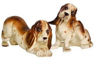 (2) Norcrest Porcelain Basset Hound Dogs #A233