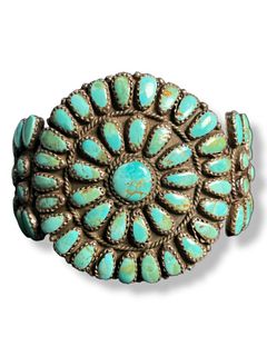 Signed Sterling & Turquoise Cuff Bracelet