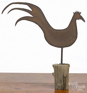 Contemporary tin rooster weathervane, overall - 22'' h.
