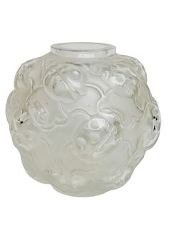 French Frosted Lalique Crystal Lady Bug Vase