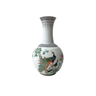 Chinese Porcelain Vase with Peacocks and Flowers