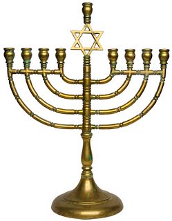 Brass Star of David Menorah