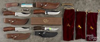 Four Colt hunting knives and sheaths, one with its original box, blade - 6'' l., together with a case