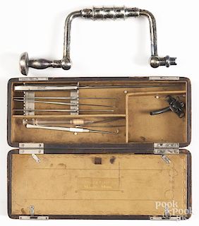 Chidsey & Partridge Civil War era surgeon's cased tool set, 19th c., with original box