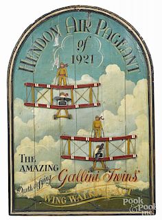 English painted pine trade sign, 20th c., inscribed Hendon Air Pageant