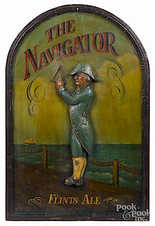 English painted pine trade sign, 20th c., inscribed The Navigator - Flint's Ale