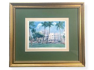 "View of Miami Beach" signed by R E Kennedy Print