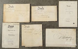 Twelve ink on vellum Berks County, Pennsylvania deeds, 18th/19th c.