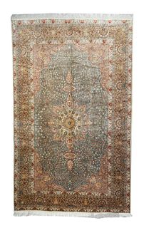 Antique Turkish Silk Hereke Rug, 8'5" x 13'9" (2.57 x 4.19 M)