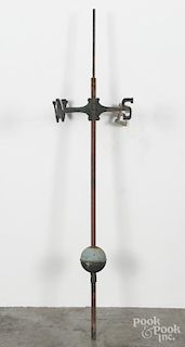 Iron and copper weathervane directionals, late 19th c., 50'' h.
