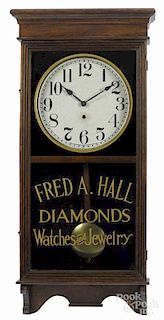 Session wall clock, inscribed Fred A. Hall Diamonds Watches and Jewelry, 38 1/2'' h.