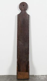 Hanging pine pipe box, 19th c., stamped D. Daniels, 39'' h.