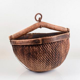 Antique Large Southeast Asian Wooden Basket