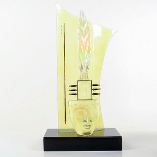 Signed Glass Aztec-Style Sculpture