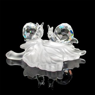 Swarovski Crystal Figurine, Baby Snails On Leaf