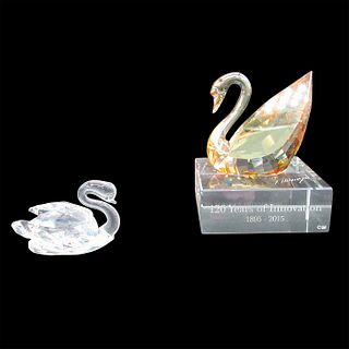 2pc Swarovski Crystal Figurines, Swans