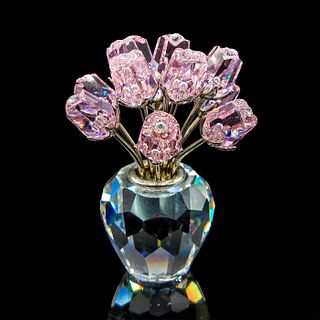 Swarovski Crystal Figurine, Roses, A Dozen Pink