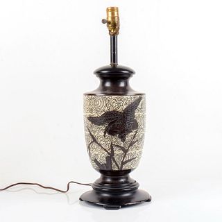 Antique Japanese Stork Table Lamp