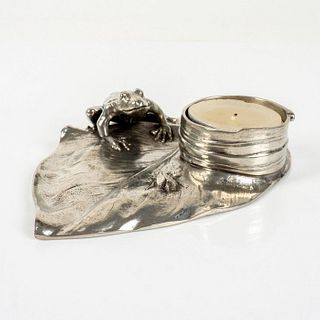Cipolla for Neiman Marcus Pewter Frog and Leaf Candleholder