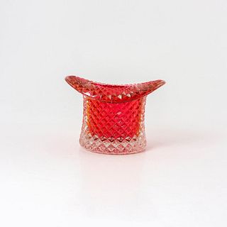 Vintage Cranberry Glass Hat Shaped Candleholder