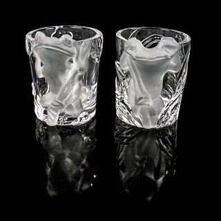 Pair Of Figural Glass Tealight Candle Holders with Frogs