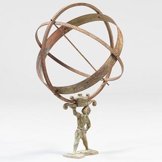 Atlas Verdigris Metal Armillary Sphere