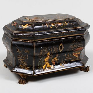 Chinoiserie Lacquer Table Box with Paw Feet