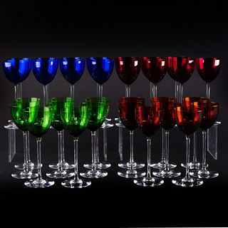 Set of Baccarat Colored Wine Glasses