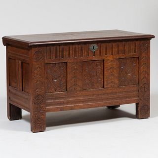 Carved River Oak Coffer Chest