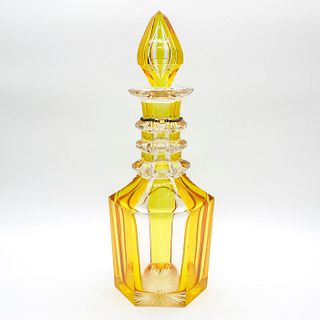 Vintage Art Deco Canary Glass Decanter