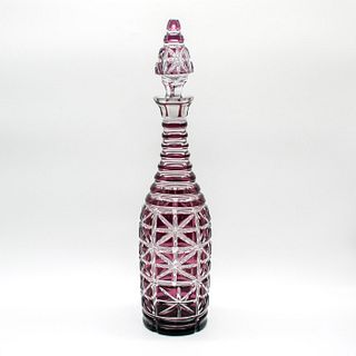 Vintage Art Deco Wine-Purple Bohemian Glass Decanter
