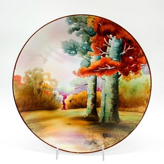 Nippon Porcelain Hand Painted Landscape Wall Plate