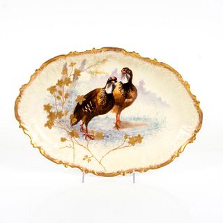 Antique Limoges France Porcelain Pheasant Bird Platter Tray